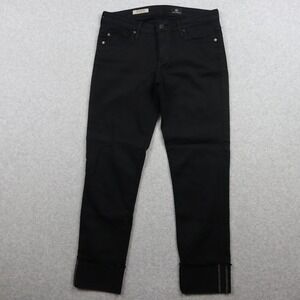 AG Adriano Goldschmied Jeans Womens 27 The Stevie Cuff Slim Straight Denim Black